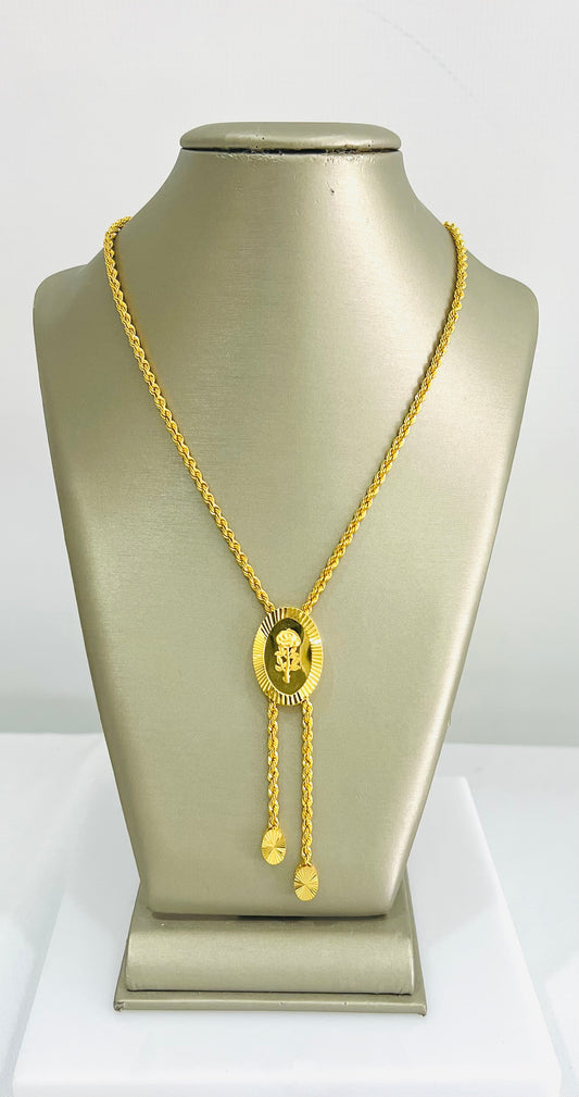 21K Gold Oval Rose Necklace