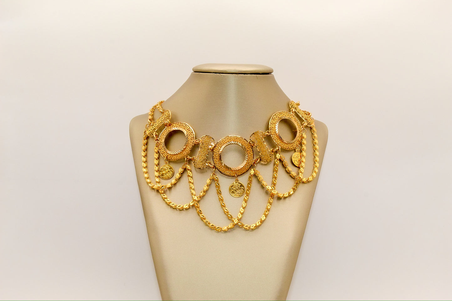21K Gold 3 Coin Choker Necklace
