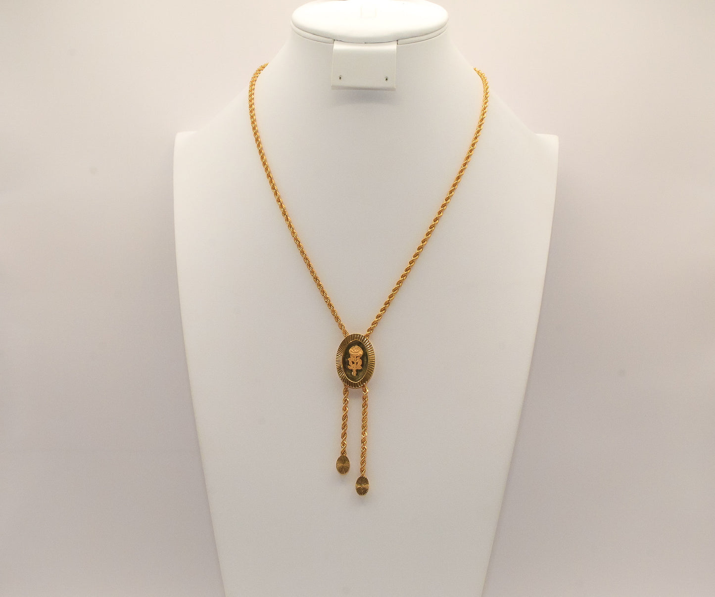 21K Gold Oval Rose Necklace
