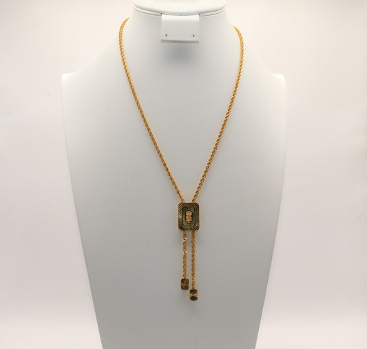 21K Gold Square Rose Necklace