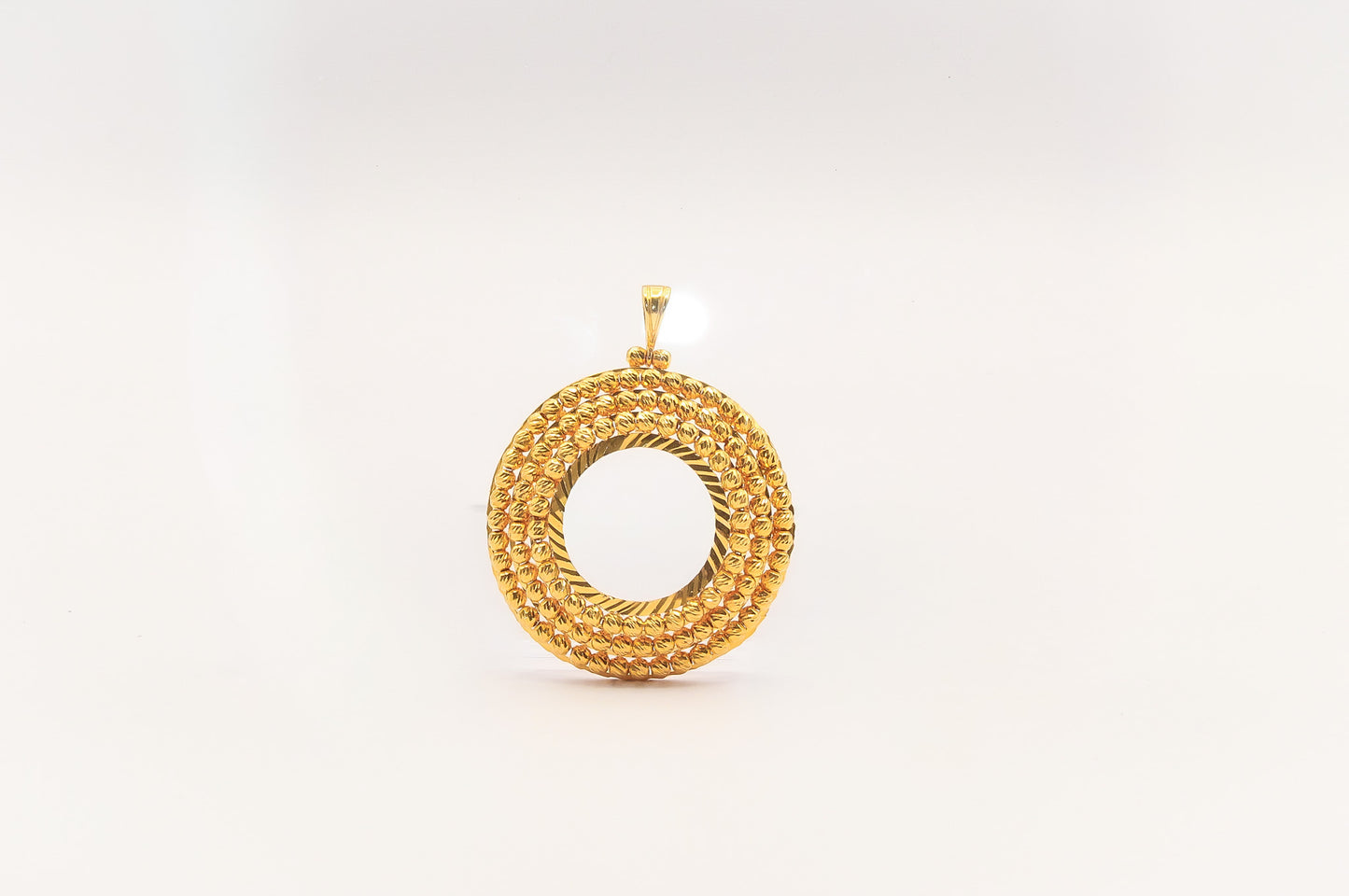 21K Gold 3 Row Himo Coin Frame Pendant