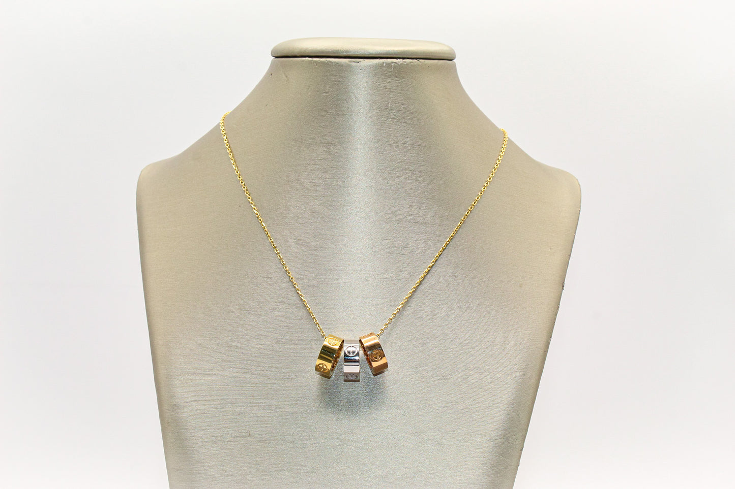 18K Gold Trio Rings Necklace
