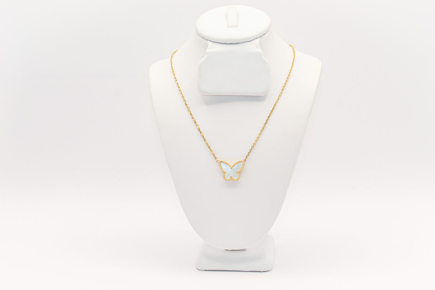 18K Gold Mother of Pearl Butterfly Necklace