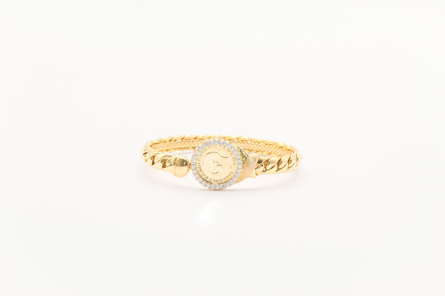 18K Gold Himo Coin Cuff Bracelet