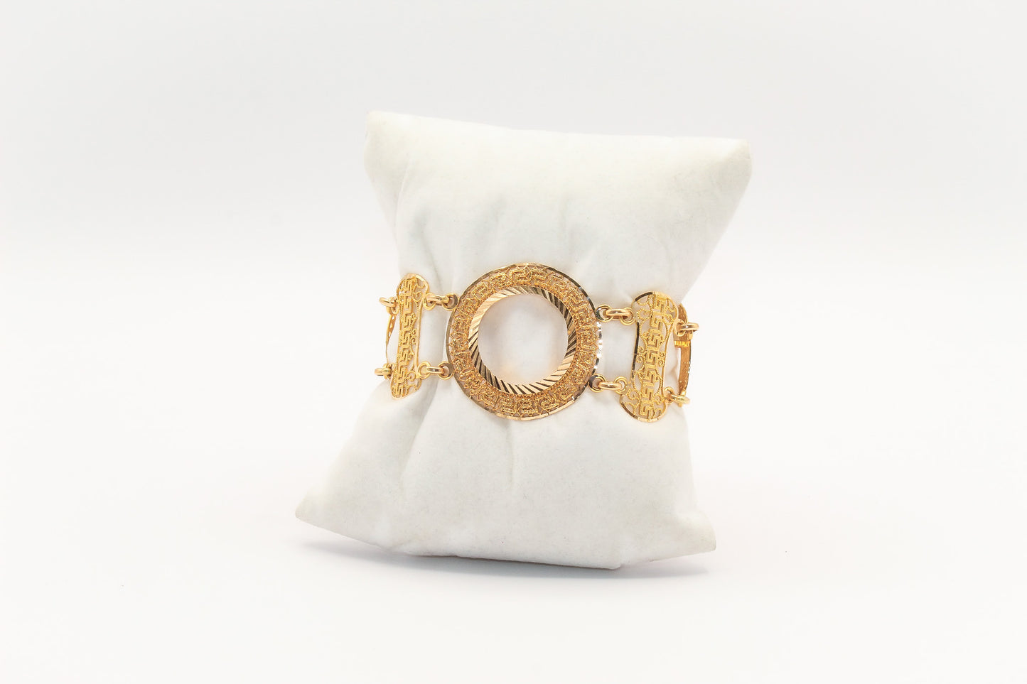 21K Gold Coin Greek Key Frame Bracelet