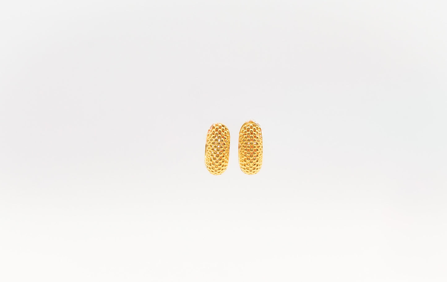 21K Gold Huggies Popcorn Design Earrings