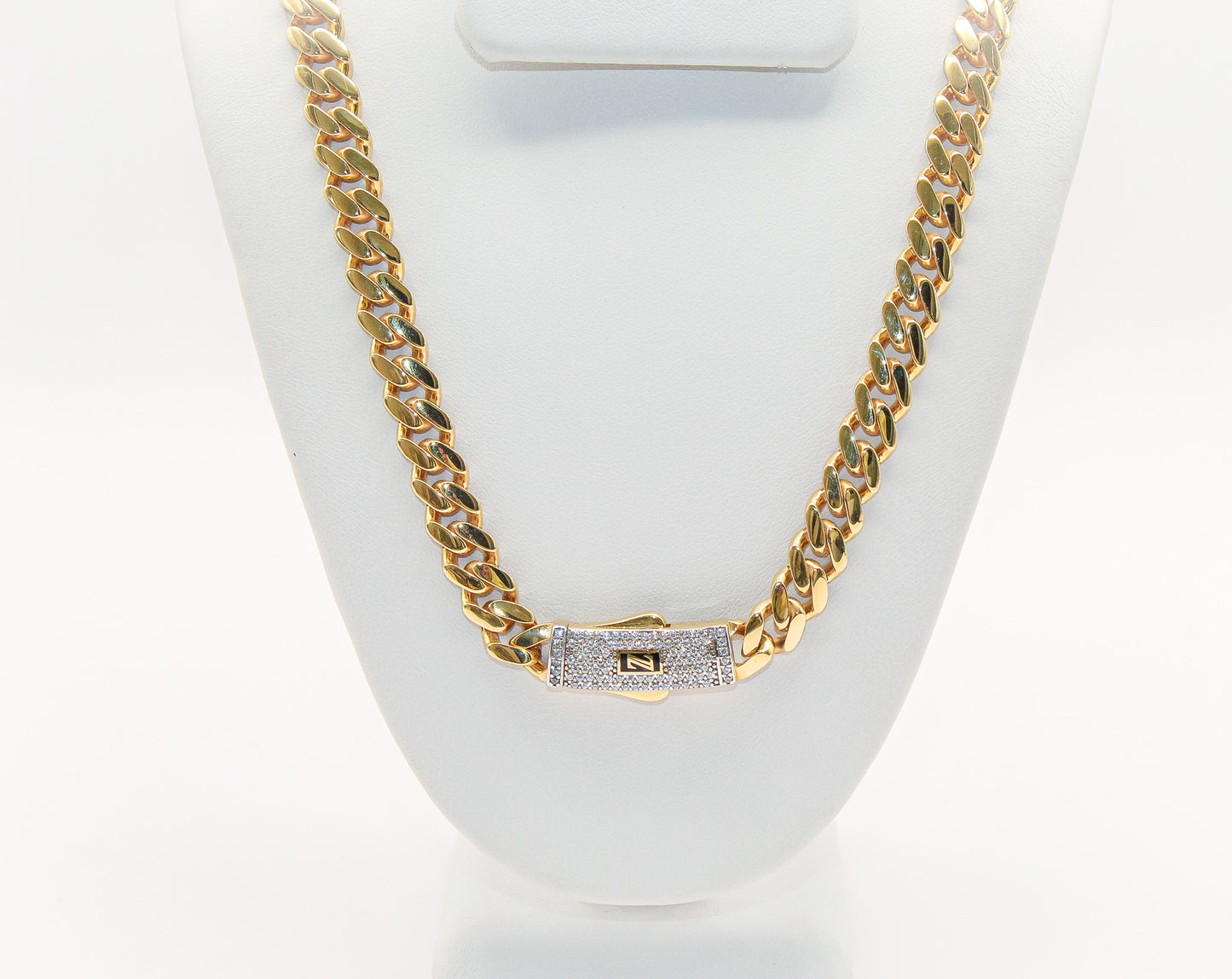 18K Gold Studded Cuban Link Necklace