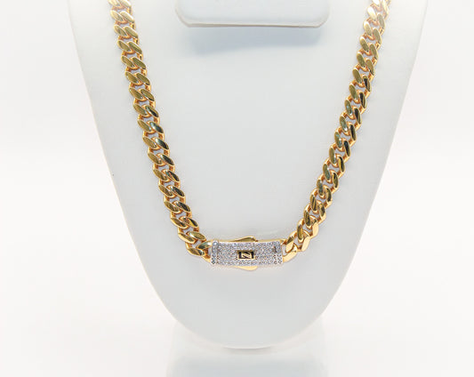 18K Gold Studded Cuban Link Necklace