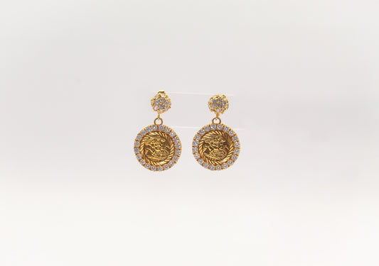 21K Gold Studded Coin Earrings