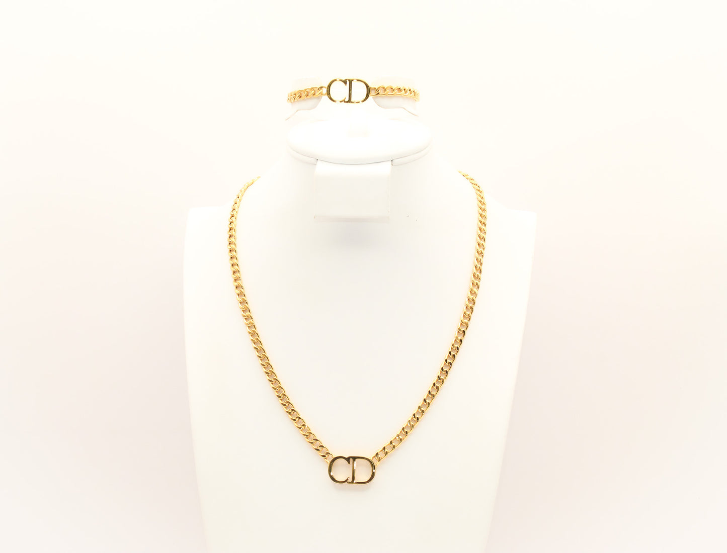 21K Gold Cuban Link Set