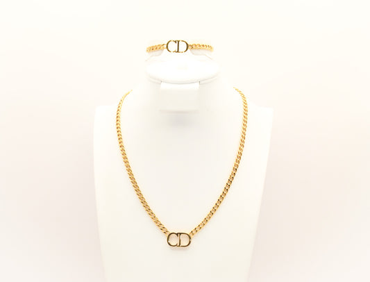 21K Gold Cuban Link Set