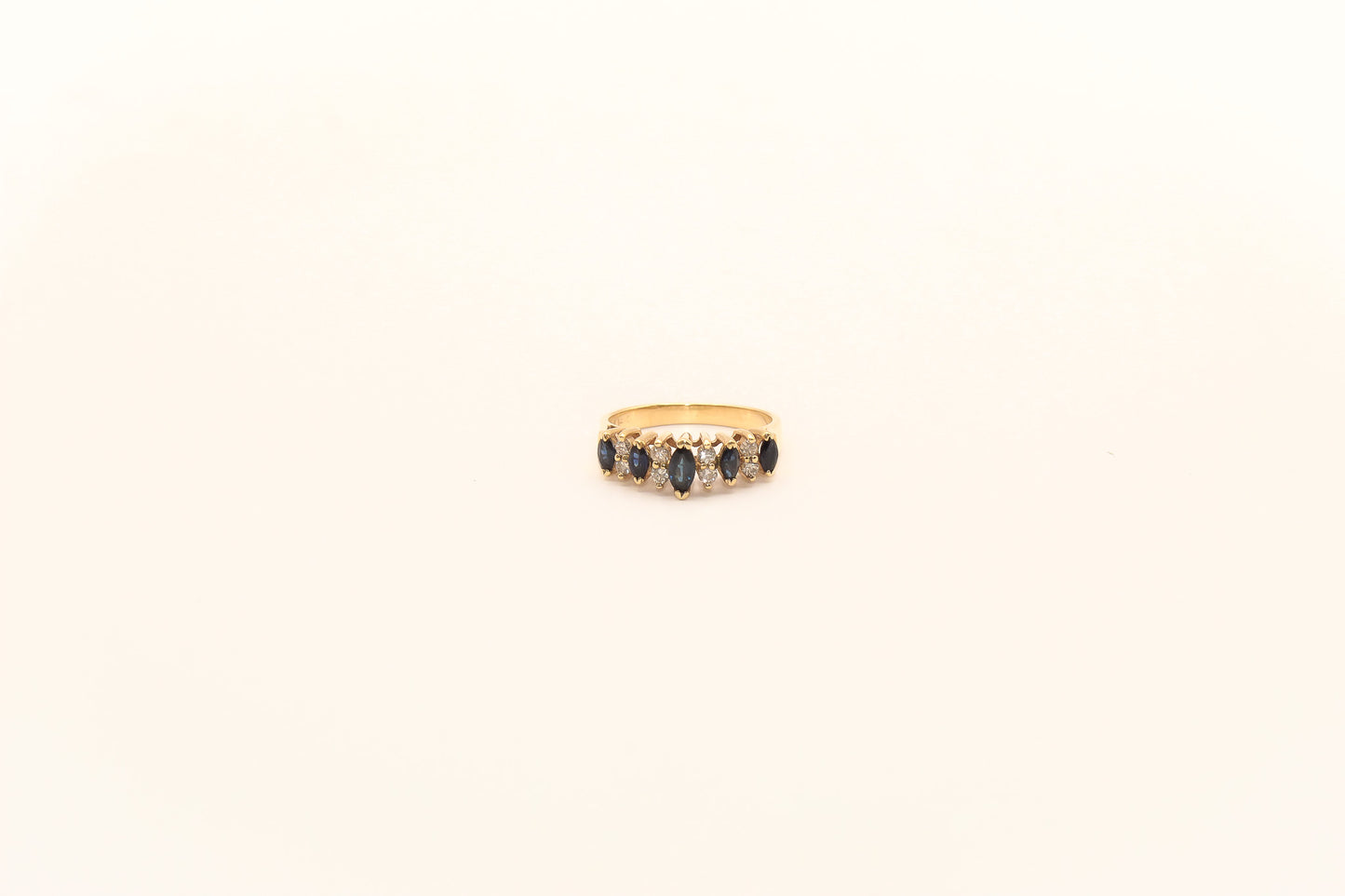 14K Gold Marquise Cut Sapphire Diamond Ring