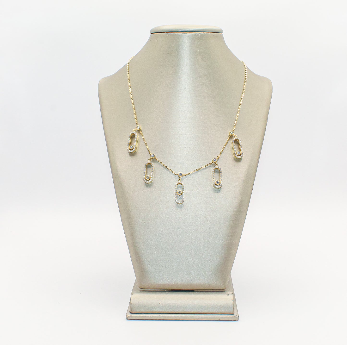 18K Gold Studded Charm Necklace