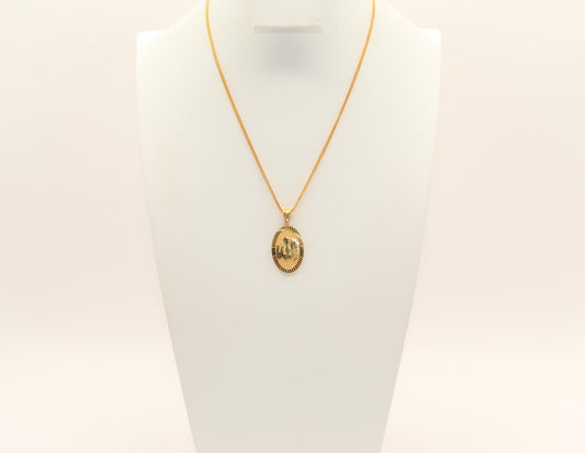 21K Gold Allah Oval Pendant