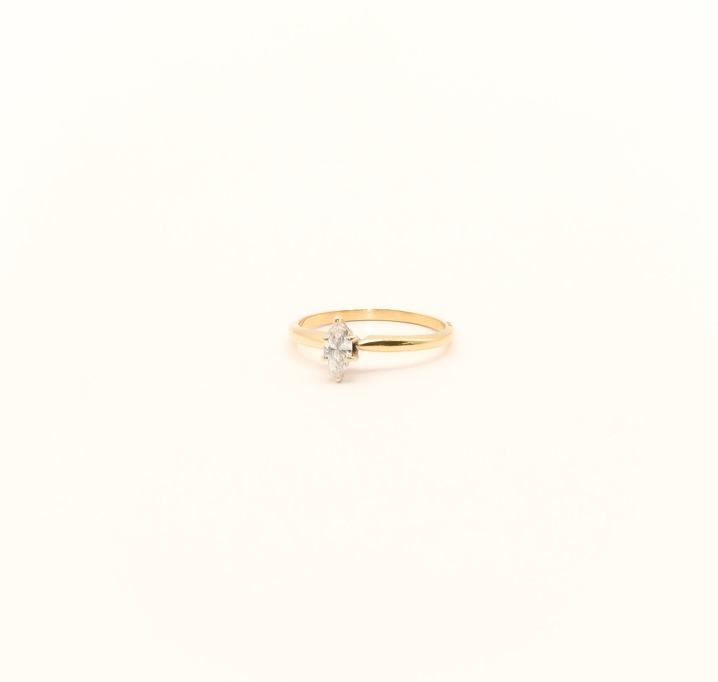 14K Gold Marquise Cut Diamond Solitaire Ring
