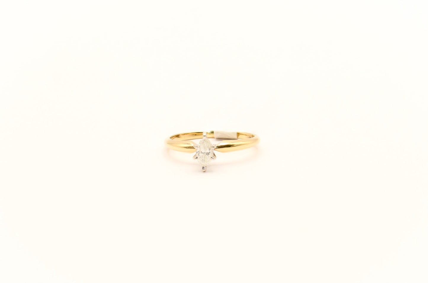 14K Gold Marquis Cut Diamond Solitaire Ring