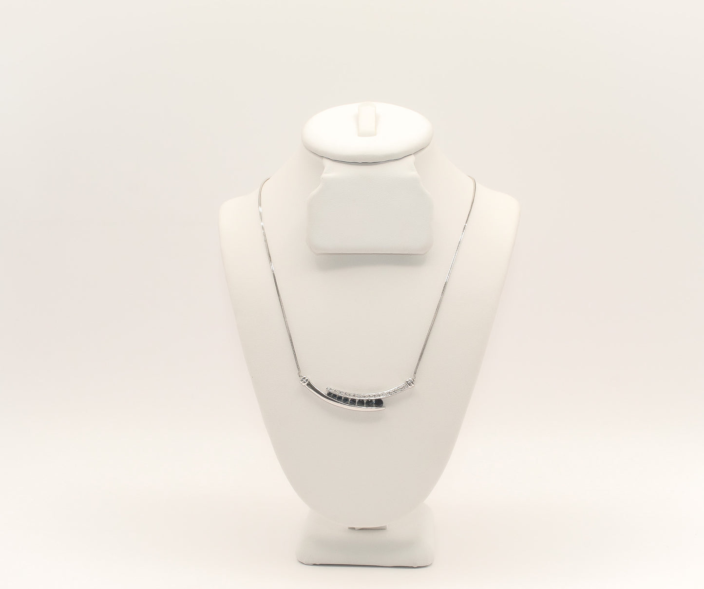10K White Gold Sapphire Diamond Necklace