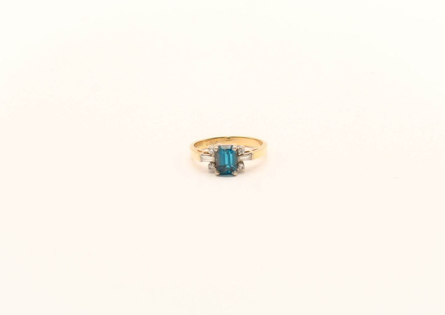 14K Gold Blue Topaz Diamond Ring