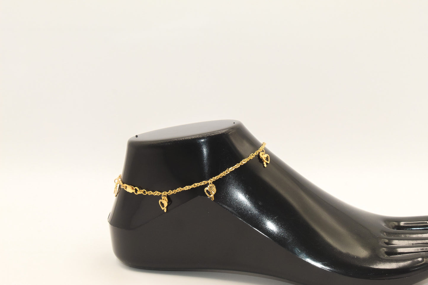 21K Gold Heart Key Anklet