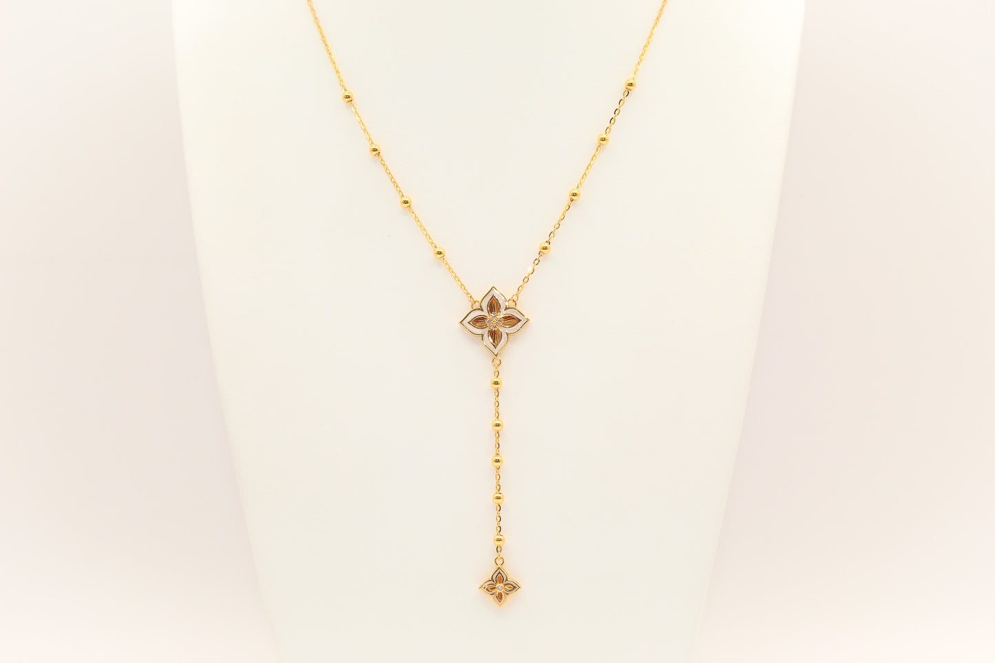 21K Gold Beaded Flower Necklace