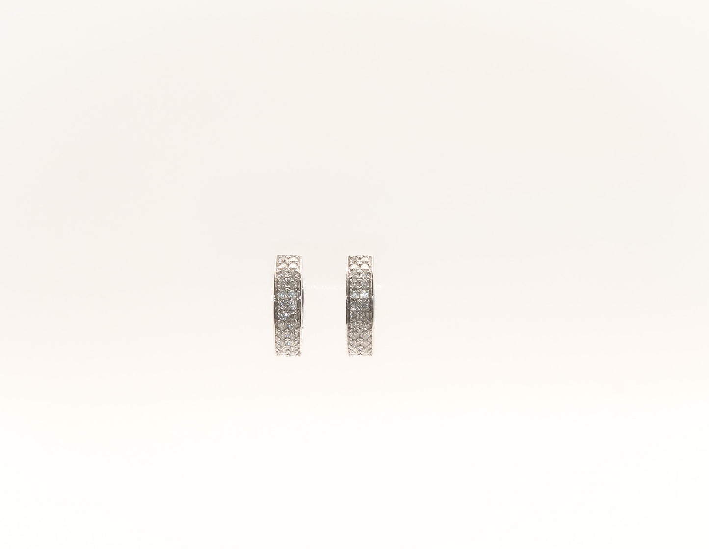 14K White Gold Diamond Huggies Earrings