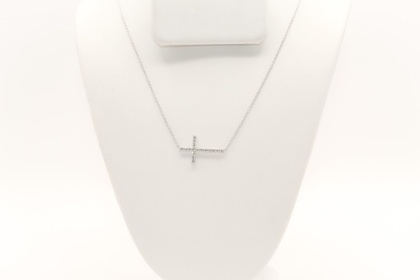 14K White Gold Diamond Cross
