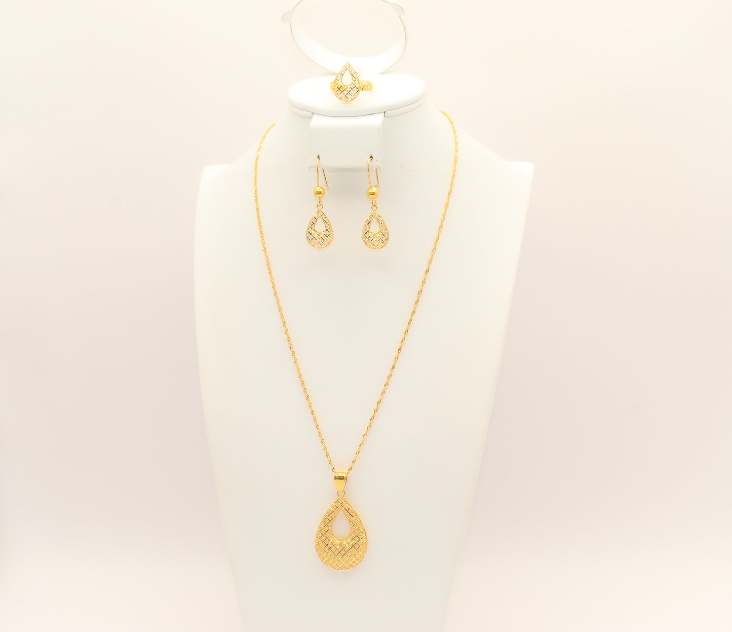 21K Gold Simple Tear Drop Set