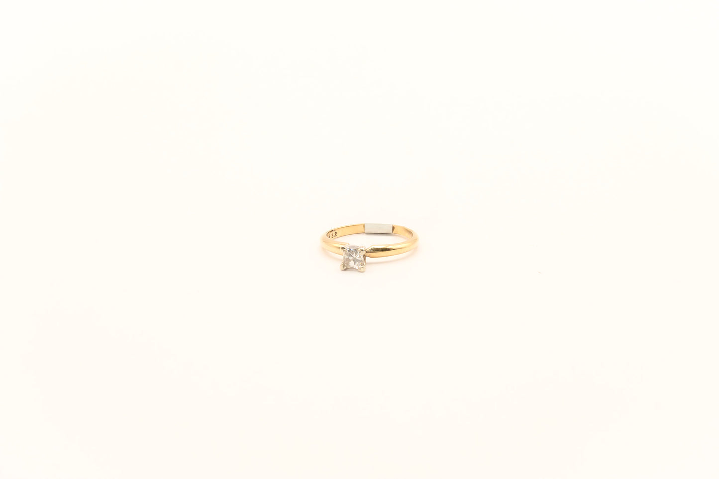 14K Gold Princess Cut Diamond Solitaire Ring