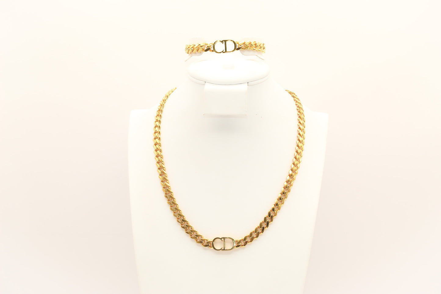 21K Gold Cuban Link Set