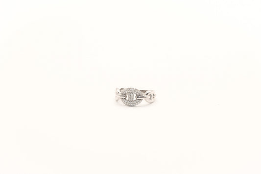 18K White Gold Diamond Link Ring