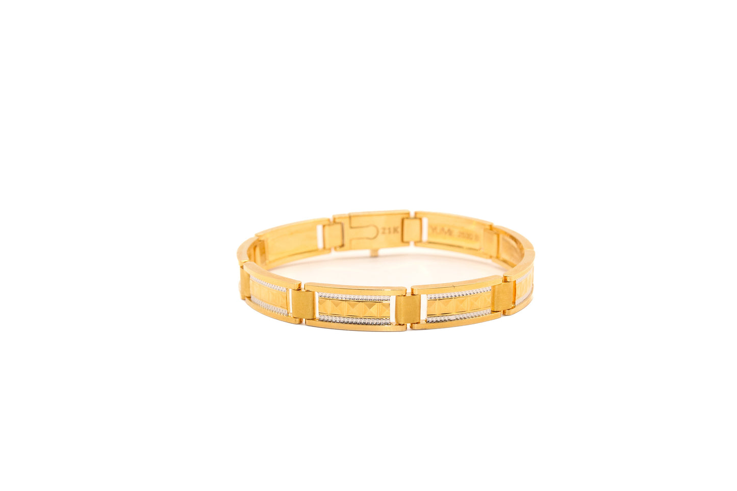 21K Gold Two Tone Italian Solid Bracelet