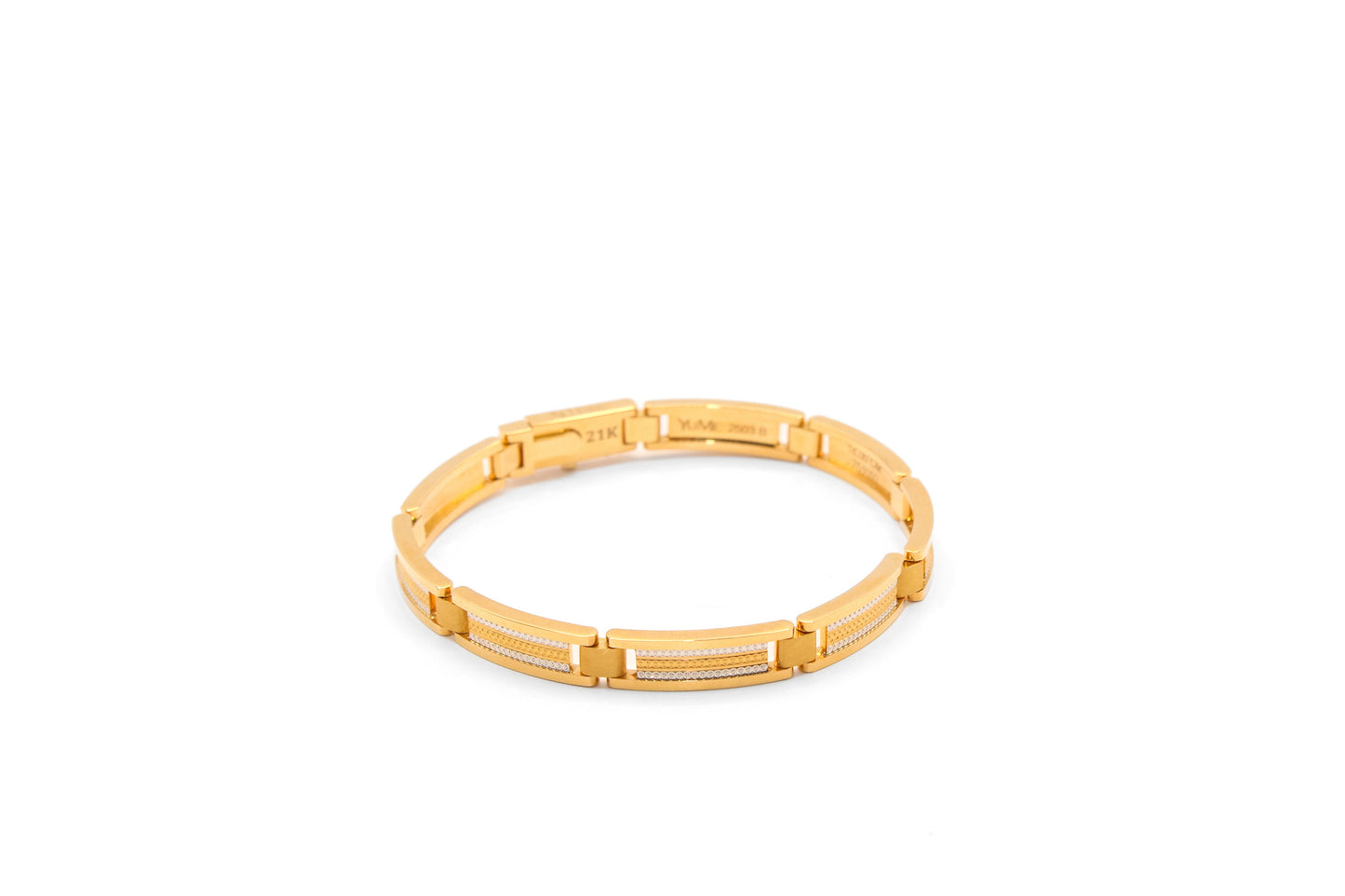 21K Gold Two Tone Solid Bracelet