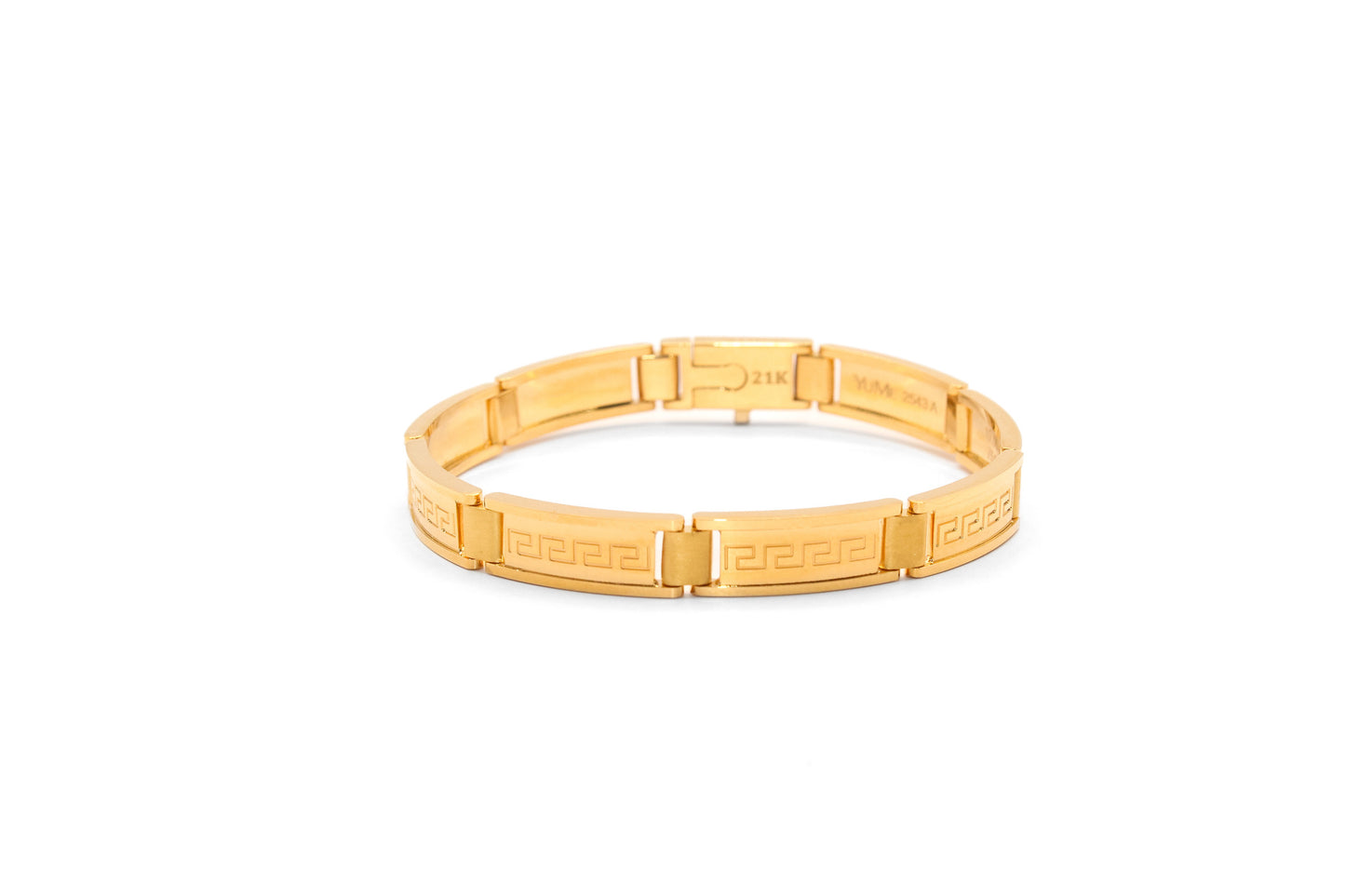 21K Gold Greek Key Solid Bracelet