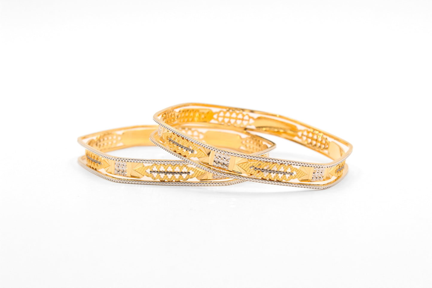 21K Gold Two Tone Bangles