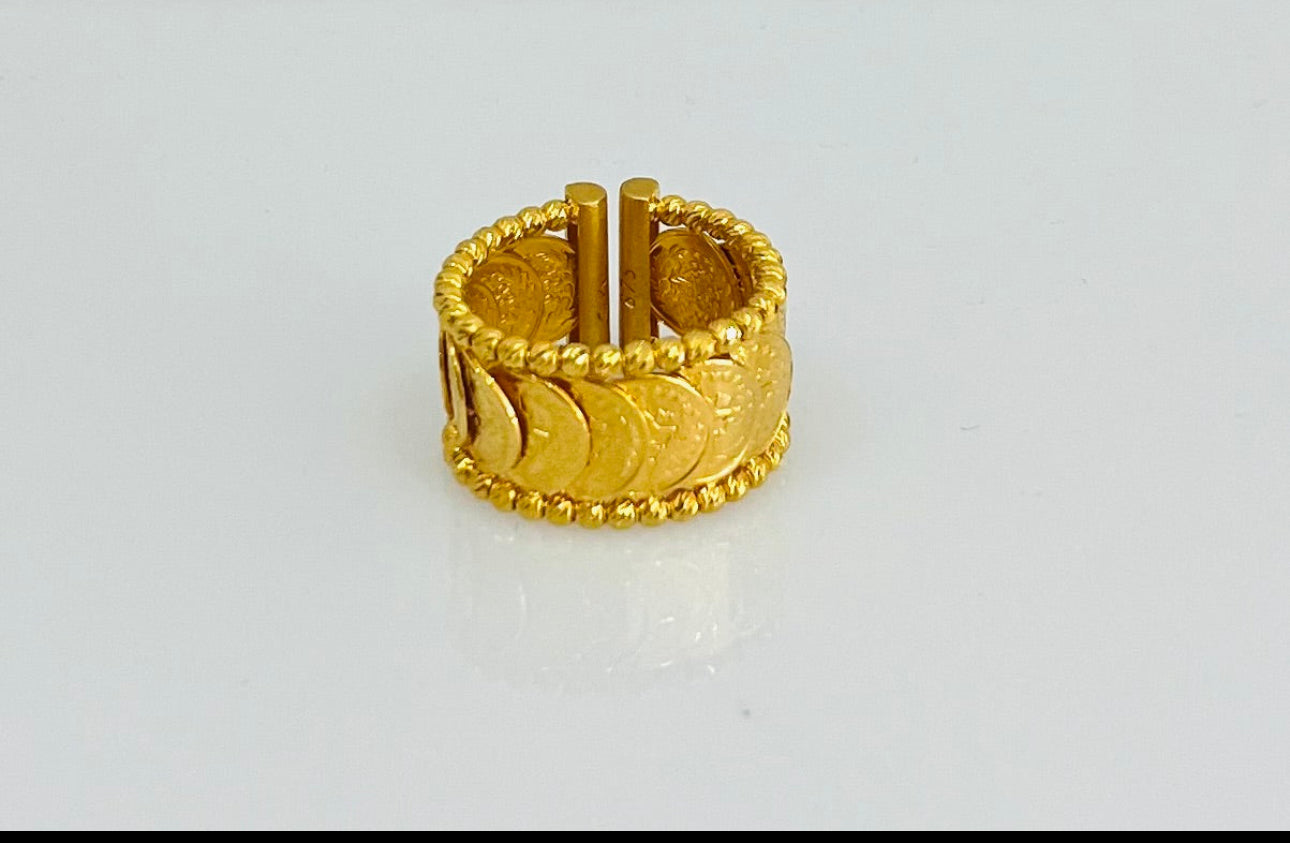 21K Gold Himo Coin Ring