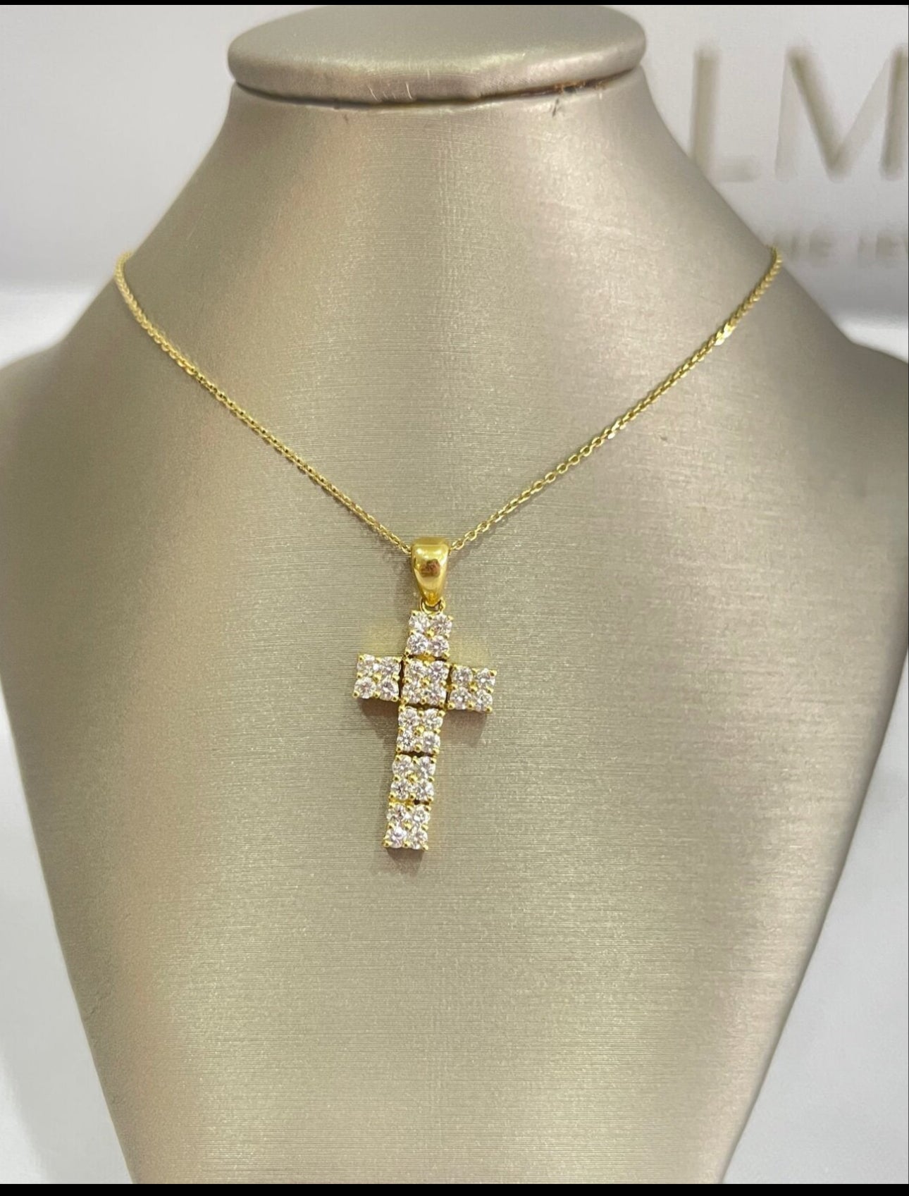 18K Gold Diamond Cross Necklace
