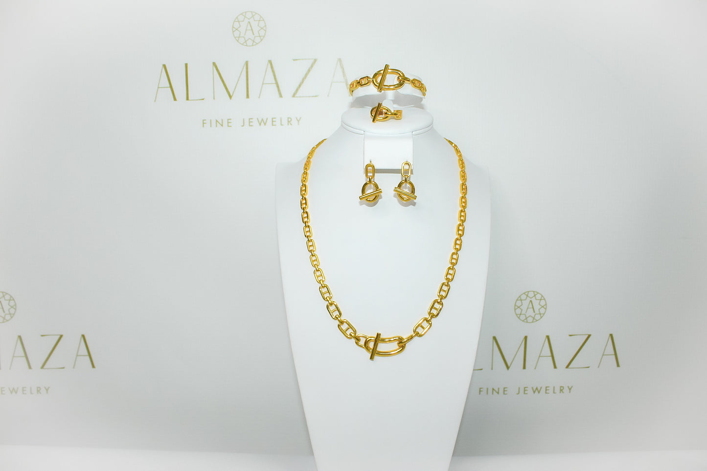 21K Gold Modern Link Set