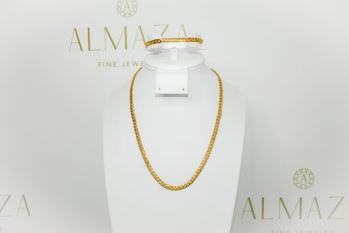 21K Gold Fine Cuban Link Set