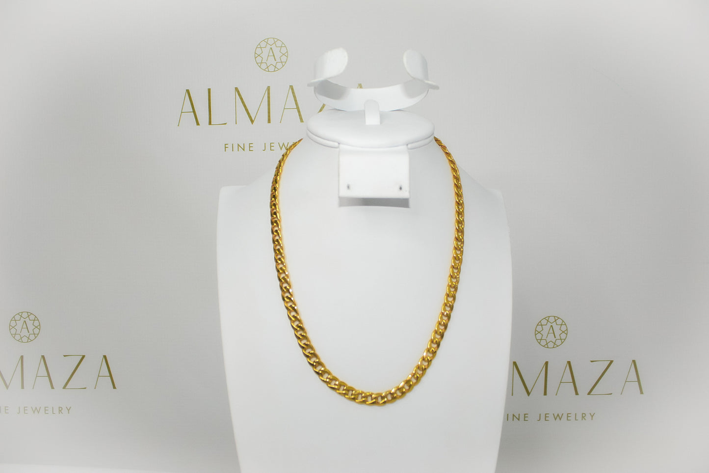 21k Gold Cuban Link Chain Necklace