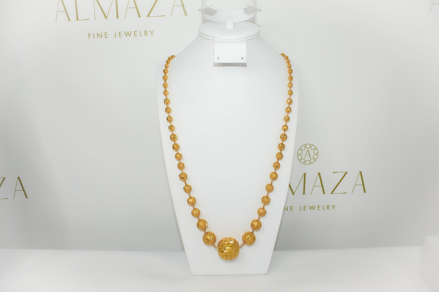 21K Gold Graduated Bead Necklace