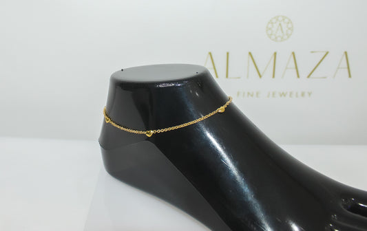 18K Gold Simple Heart Anklet