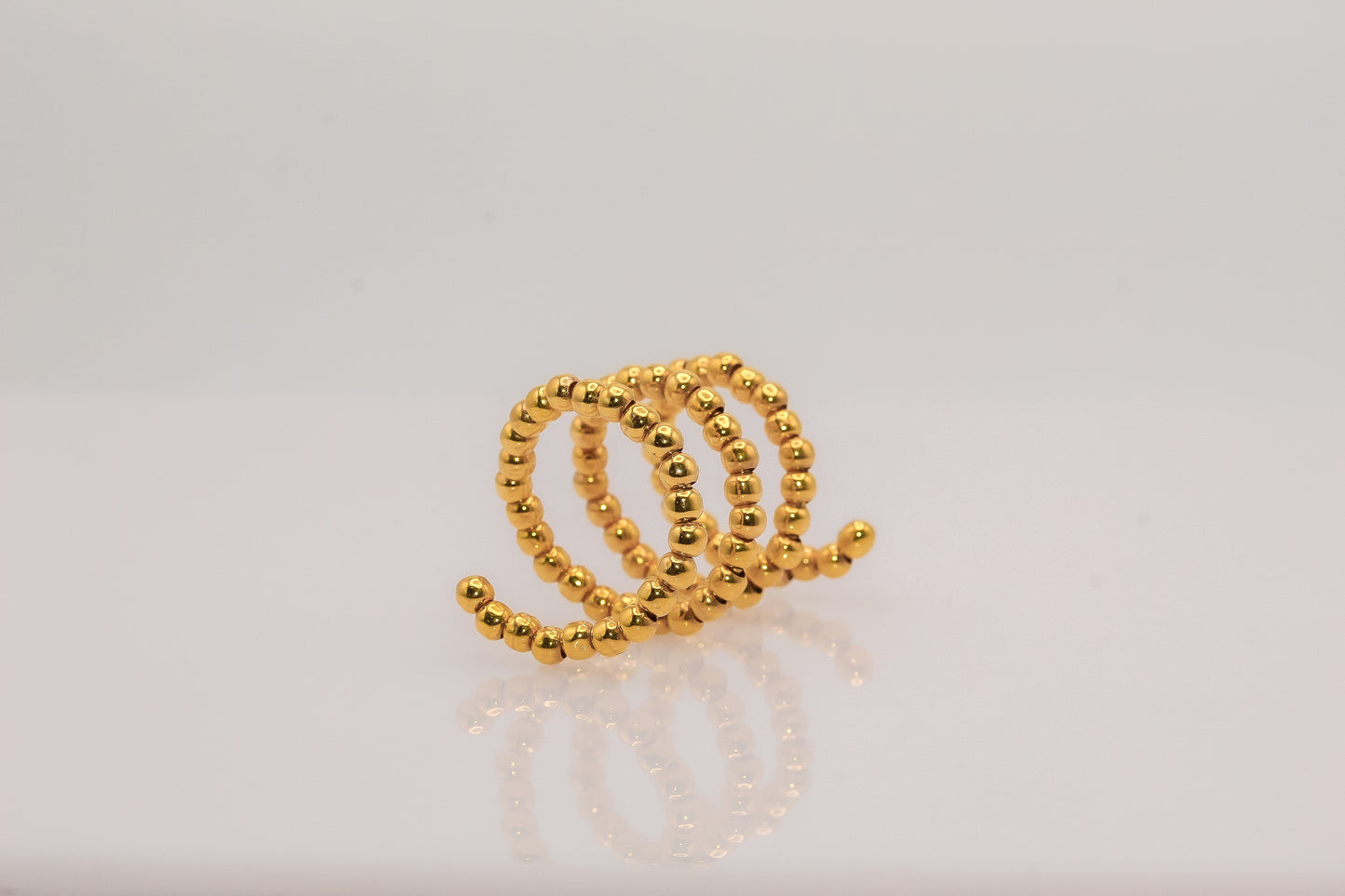 21K Gold Beaded Twist Ring
