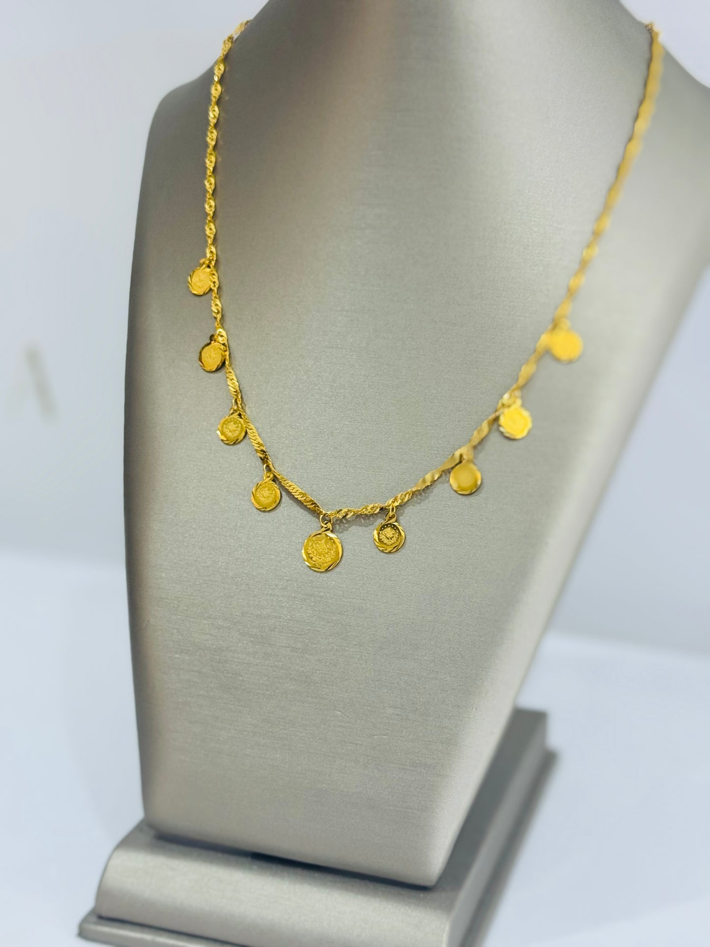 21K Gold Turkish Coin Charm Necklace