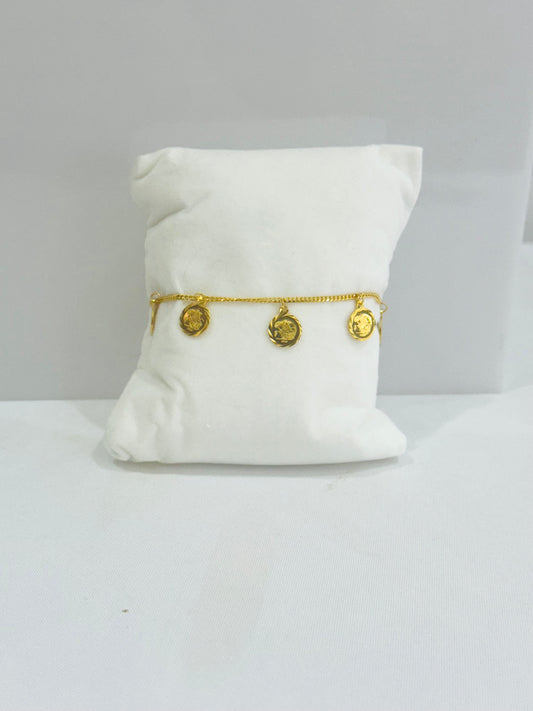 21K Gold English Coin Charm Bracelet