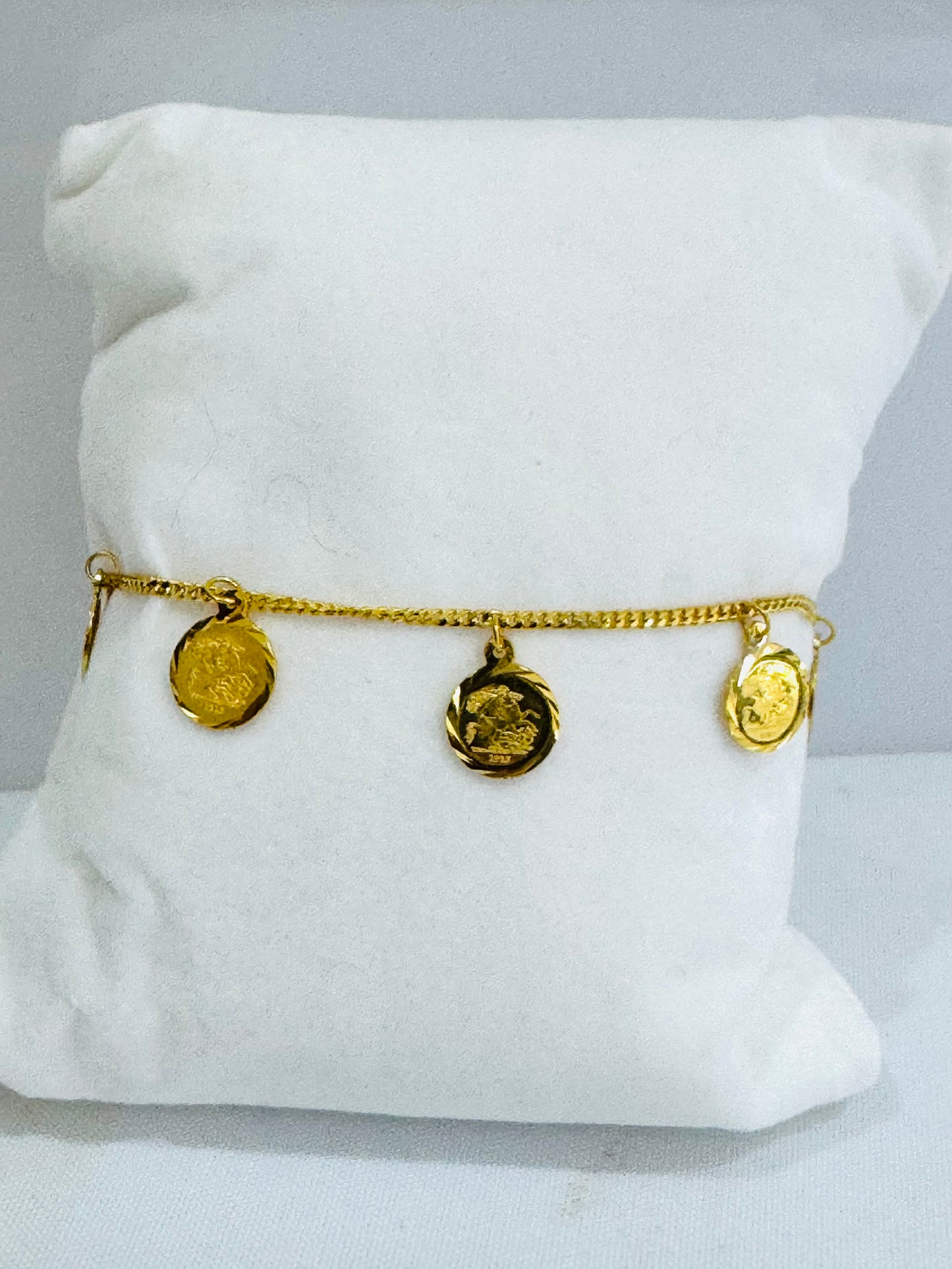 21K Gold English Coin Charm Bracelet