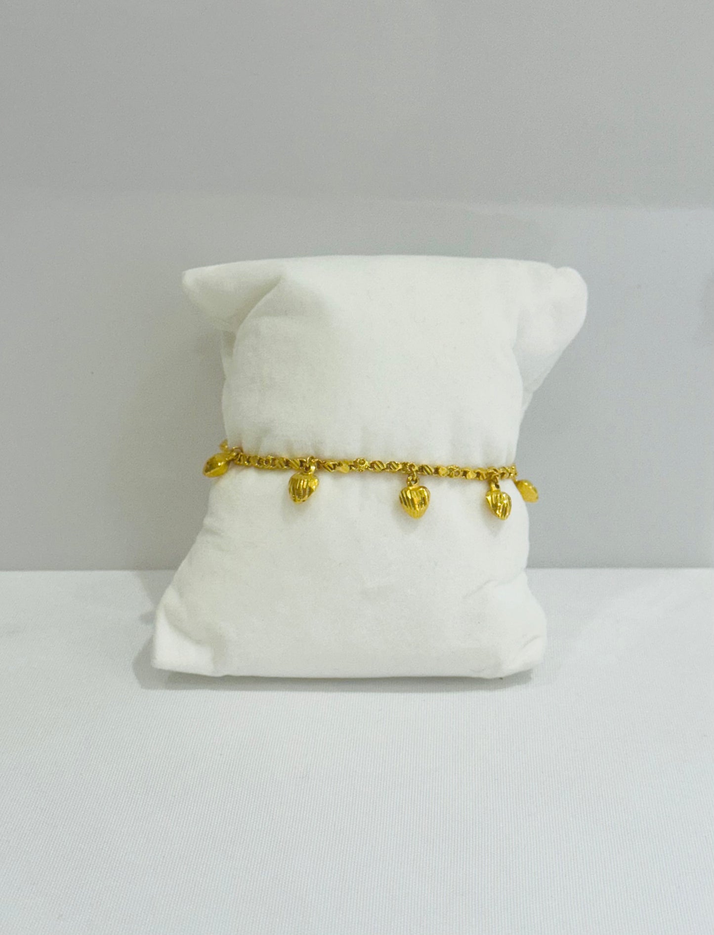 21K Gold Heart Charm Bracelet