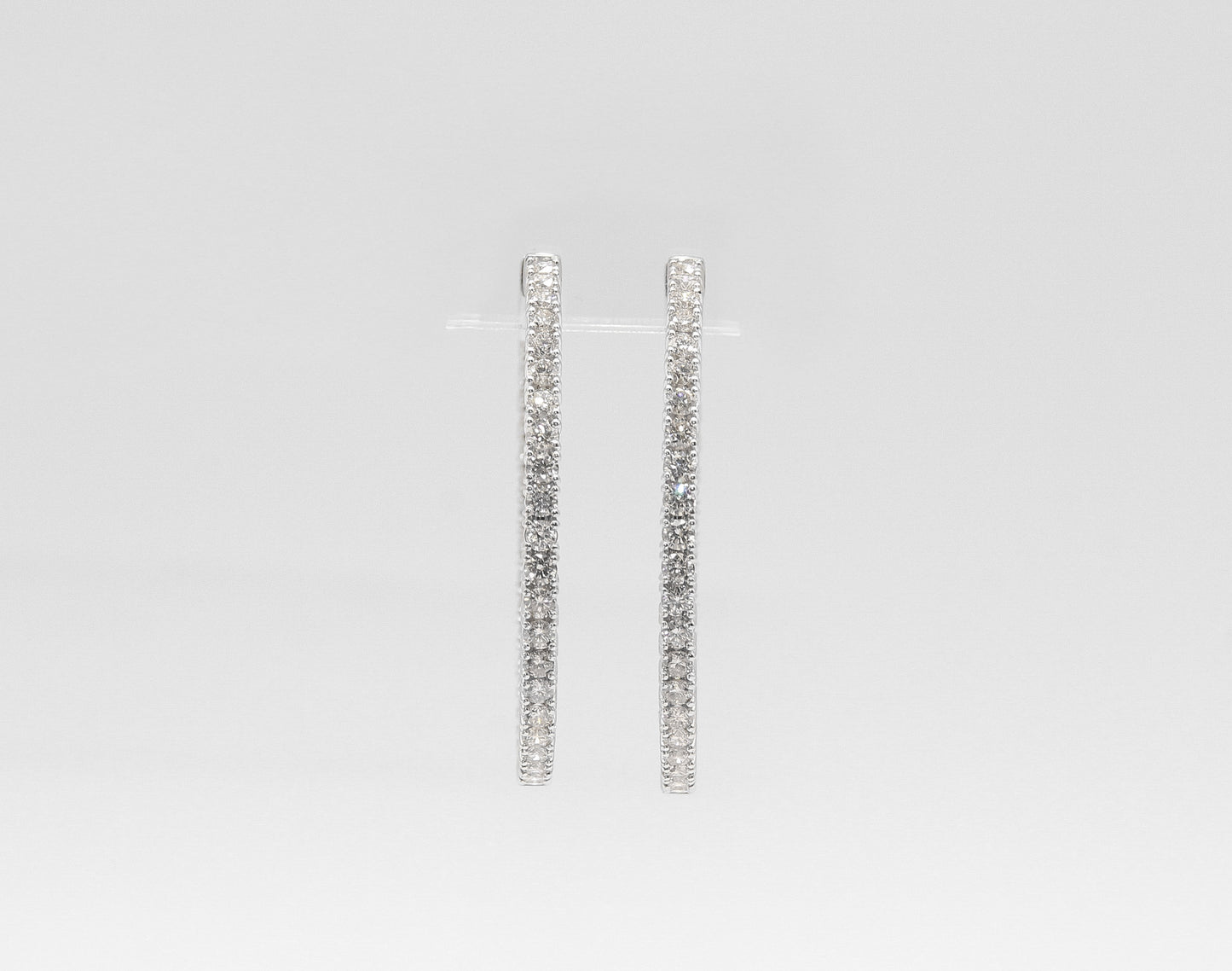 14K White Gold 2.41 Carat Diamond Inside Out Hoop Earrings