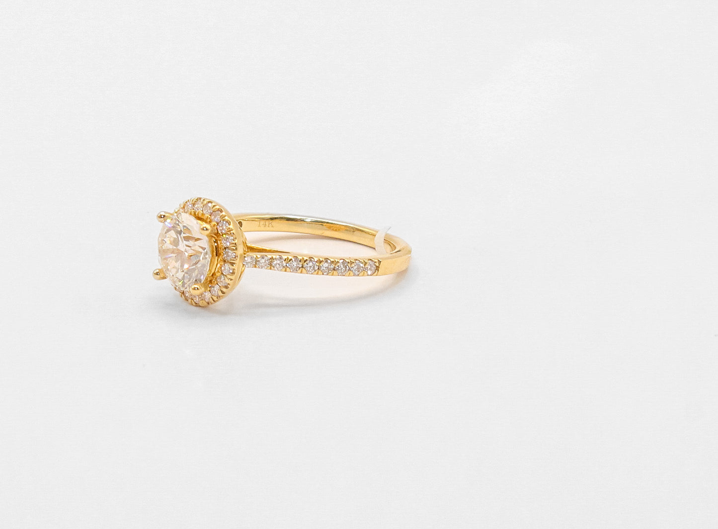 14K Gold 2 Carat Round Diamond Halo Ring