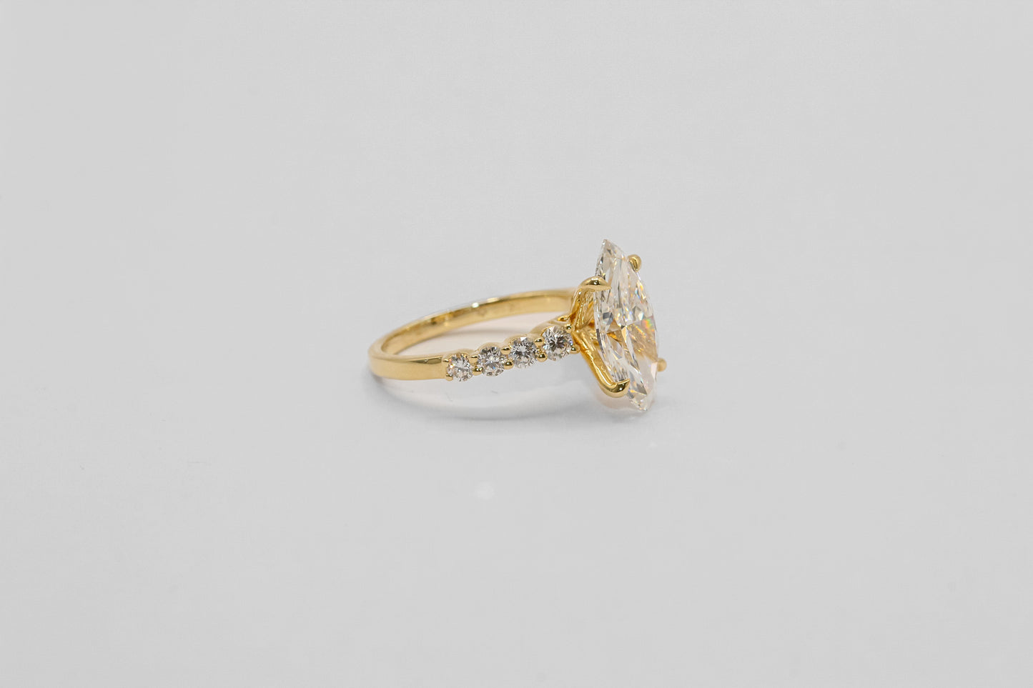 14K Gold Marquis Cut Diamond Solitaire Ring