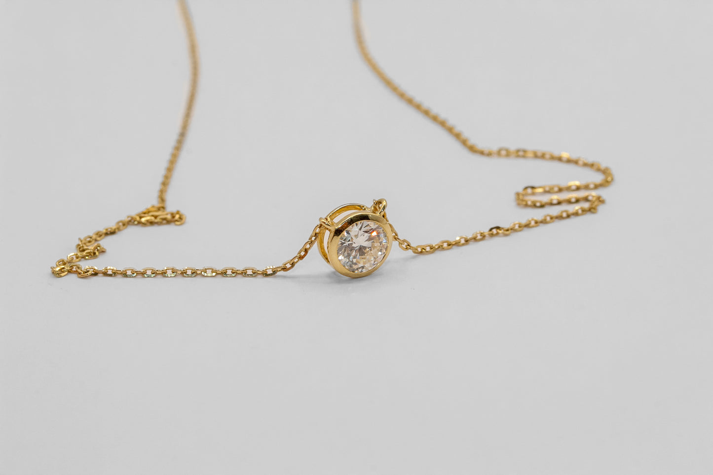 14K Gold 1 Carat Round Diamond Solitaire Necklace